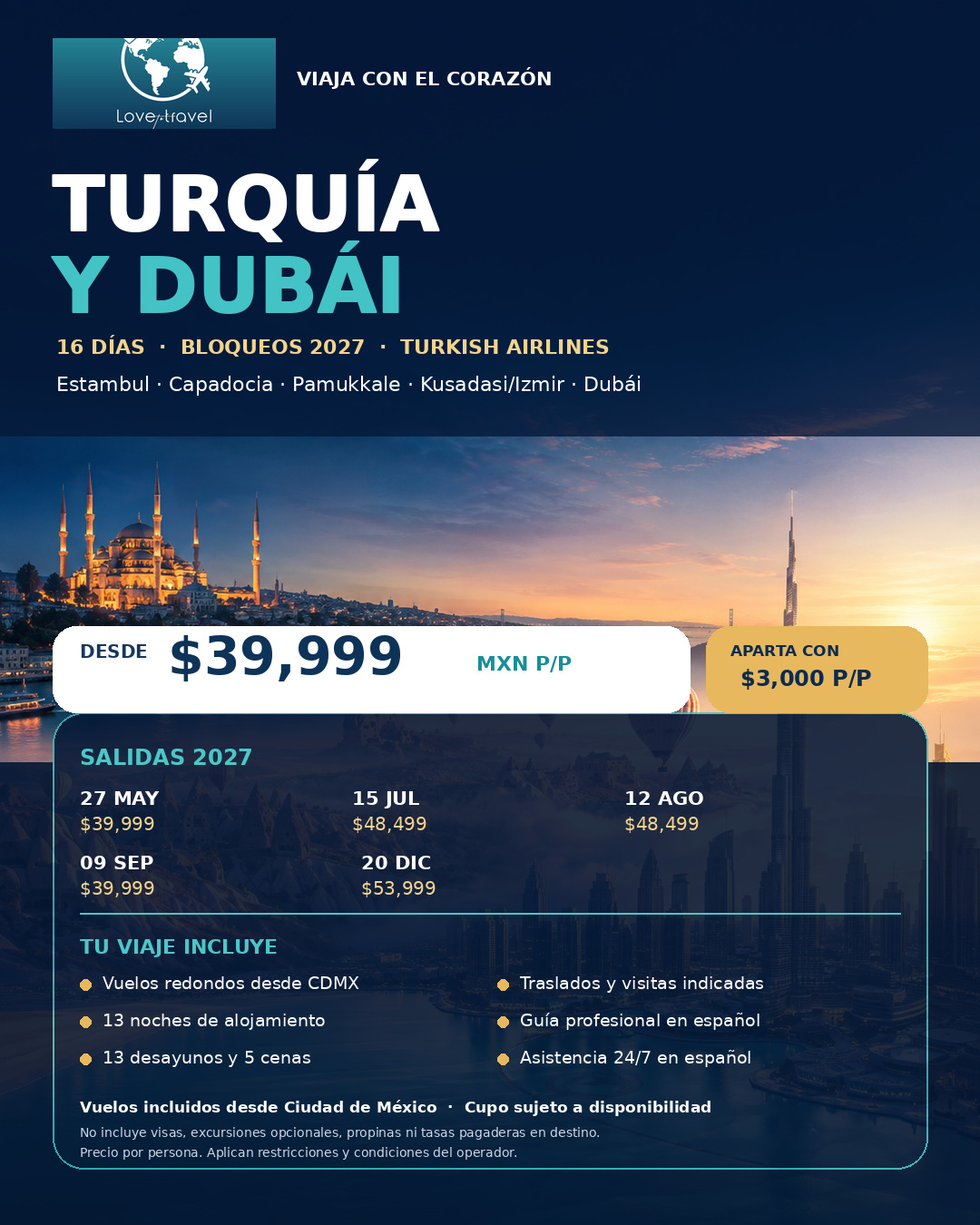 Flyer Turquía y Dubái 2027 de Love to Travel