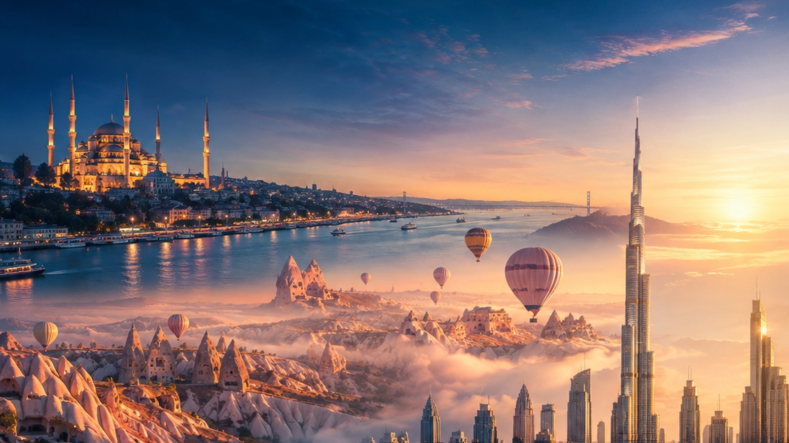 Estambul, globos de Capadocia y skyline de Dubái