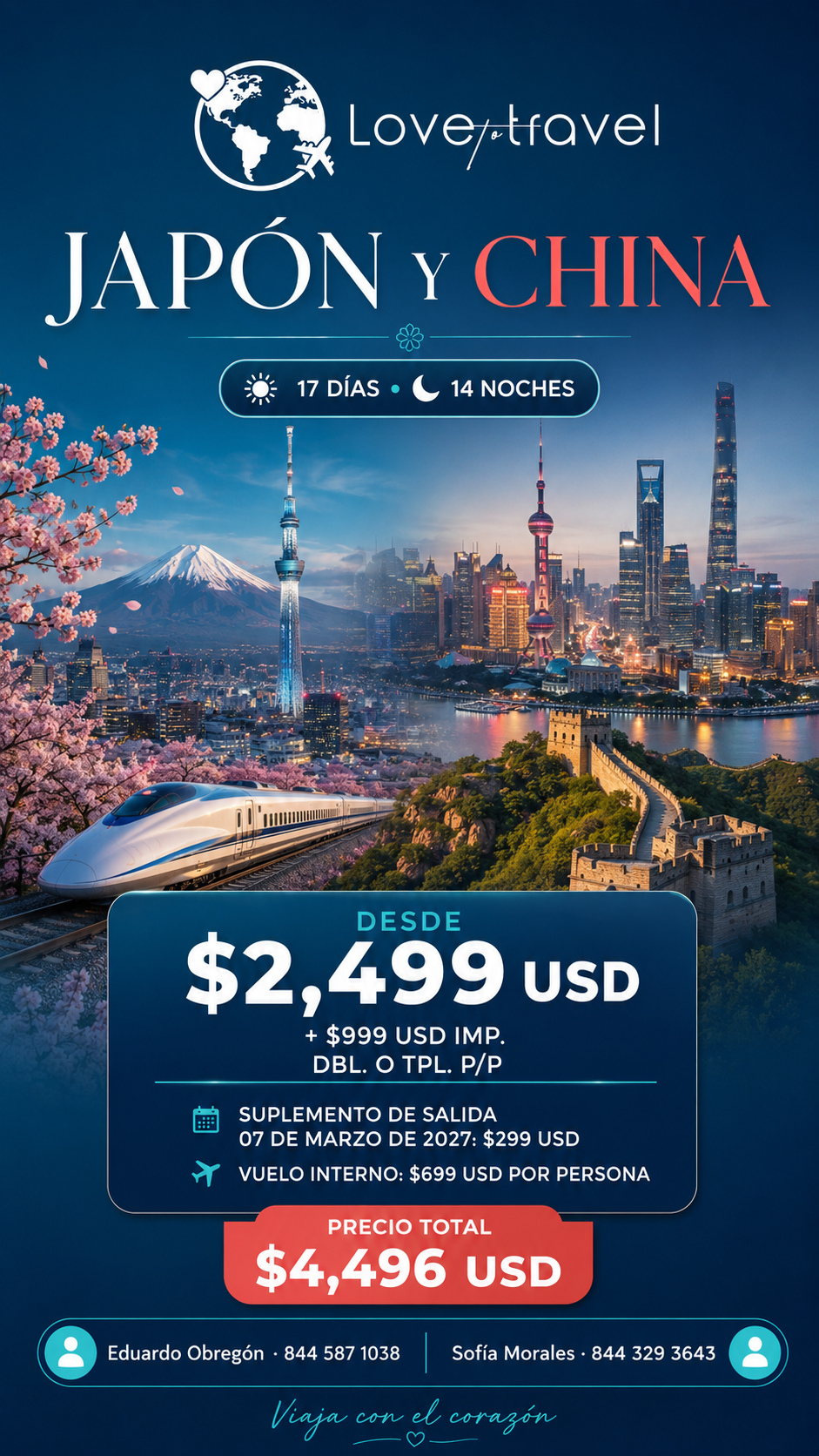 Circuito Japón y China de 17 días y 14 noches, desde 2,499 dólares por persona